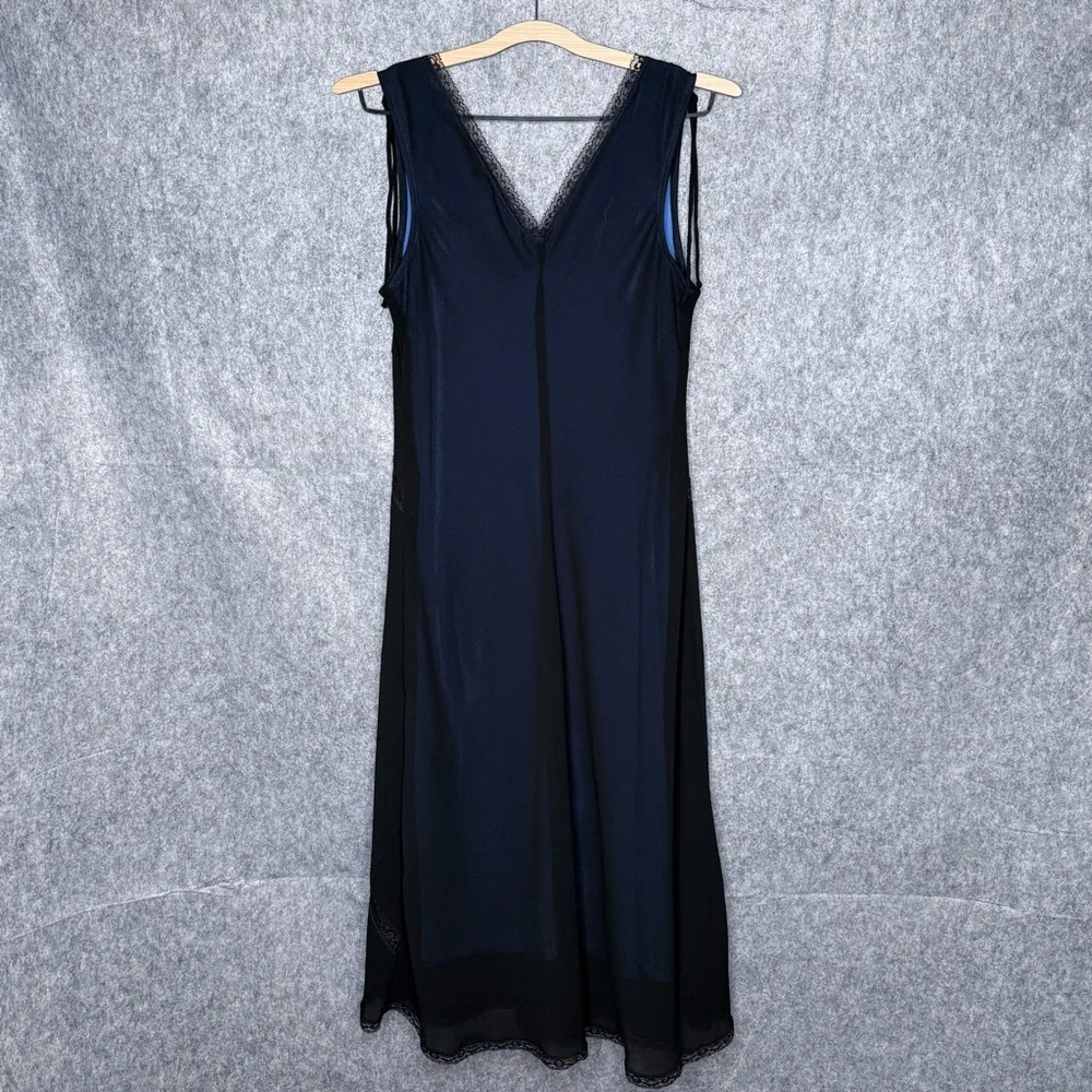 Zinc 90s Elegant Black Sleeveless Dress w/‎ Blue Lining- Sz L - Picture 2 of 8